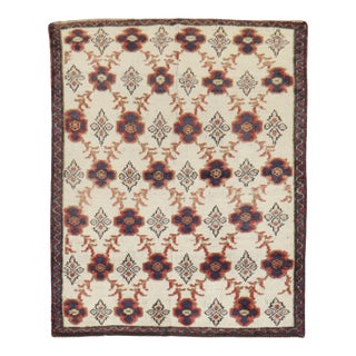 Ivory Vintage Turkish Square Rug - 3'11" x 4'9" For Sale