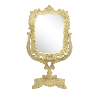 Antique Art Nouveau Golden Gilt Cast Iron Dresser Mirror