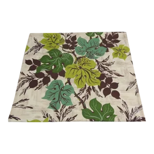 Vintage Green and Brown Bark Cloth Cotton Fabric Panel