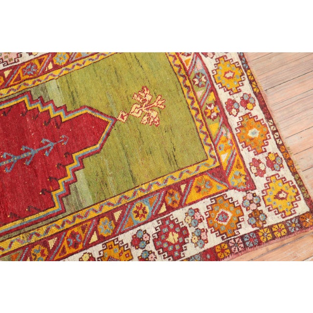Red 1940s Colorful Turkish Prayer Niche Rug - 3'3" x 5'8" For Sale - Image 8 of 18