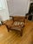 Wood Morris Style Reclining Chair With Floral Upholstery, Oak Leaf Detail on Armrest and Claw Feet For Sale - Image 7 of 10