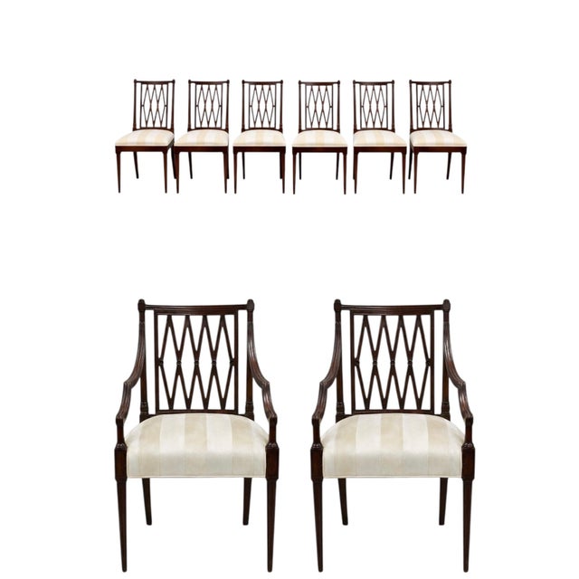 Late 20th Century 20th-C. Georgian Style Carved Mahogany Dining Chairs - Set of 8 For Sale - Image 5 of 6