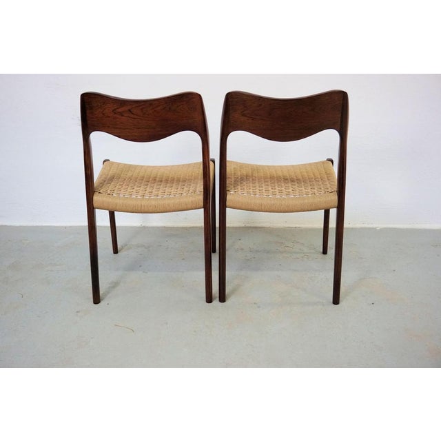 Vintage Fully Restored Rosewood Dining Chairs with Paper Cord Seats by Niels Otto Møller, Customizable Reupholstery, 1960s, Set of 6 For Sale - Image 12 of 15