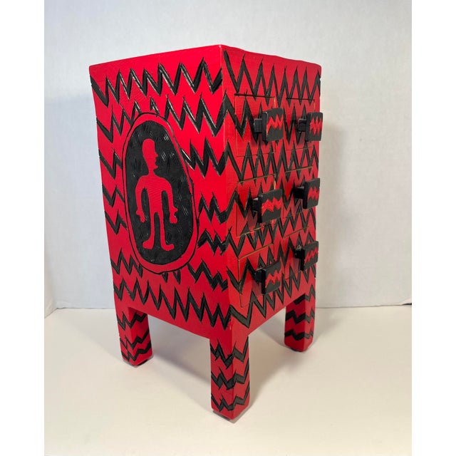 Pop Art Rick Oginz Signed 1999 Painted Wood Sculptural 6-Drawer Jewelry Cabinet For Sale - Image 3 of 11
