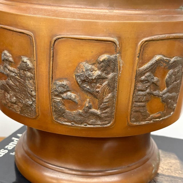Bronze Japanese Hibachi Vessels with Side Lion Handles - A Pair For Sale - Image 9 of 14