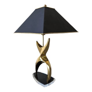 Vintage Brass and Lucite Figural Table Lamp For Sale