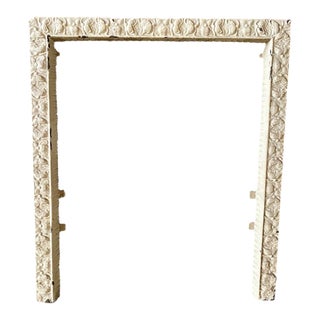 Vintage Cream Floral Ornament Cast Iron Fireplace Insert For Sale