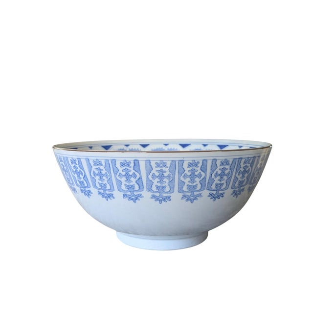Vintage Chinoiserie Blue and White Porcelain Bowl For Sale - Image 11 of 13