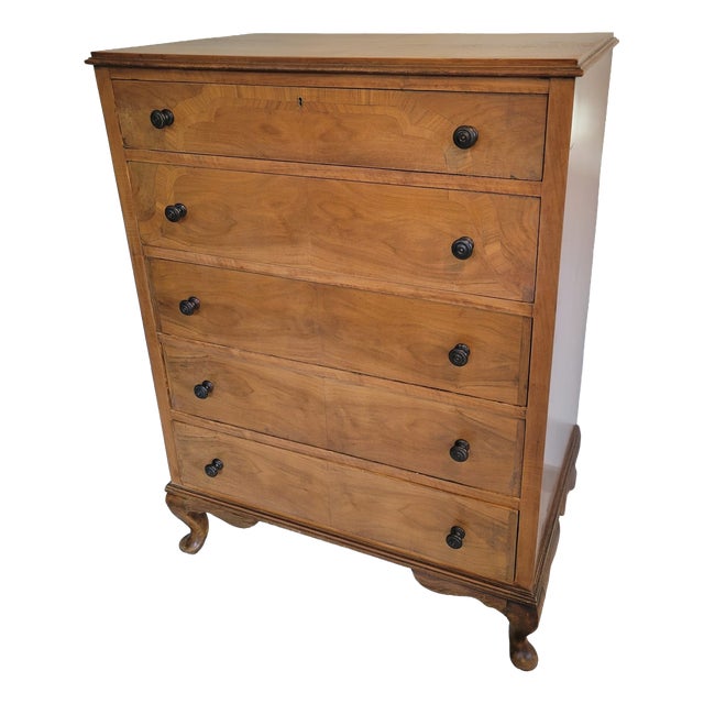 English Queen Anne Chest of 5 Drawers, 1890s For Sale