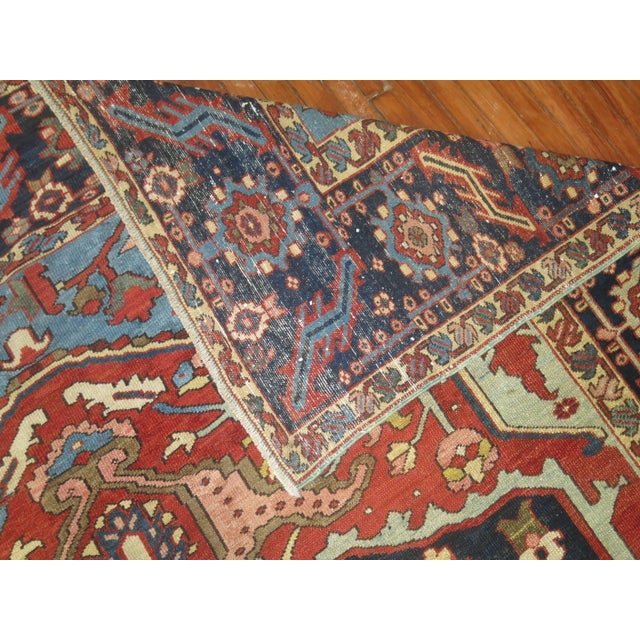 Early 20th Century Antique Zabihi Collection Masculine Persian Heriz Rug - 8'8" x 12'2" For Sale - Image 5 of 12