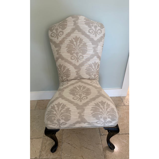 Ethan Allen custom Jayden Host chairs with Alician Silver stud detail and Raisin finish legs. These have been lightly used...
