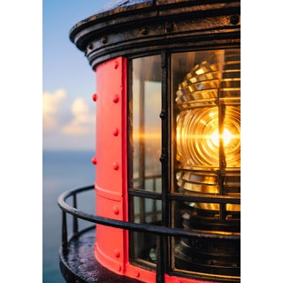 Red Lighthouse Beacon Detail, Coastal Architectural Art Print, 24″ × 36″ Reproduction For Sale