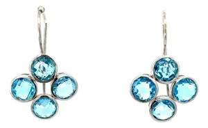 Classic Blue Topaz Round Cut Bubble Drop Earrings in Sterling Silver- 2 Pieces