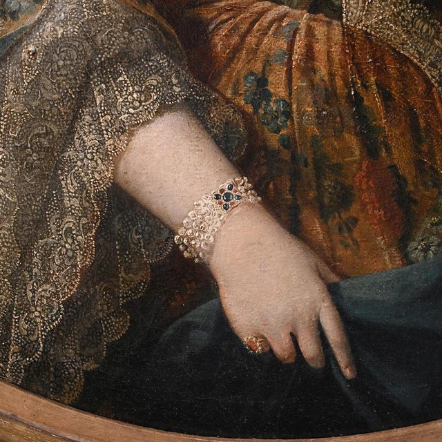 After V. Lukitsch Borowikowski, Oval Baroque Portrait of Young Noblewoman, 18th Century, Oil Painting For Sale - Image 4 of 7