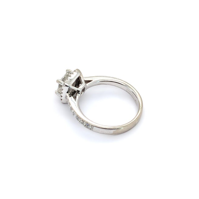 Contemporary 14k White Gold Halo Engagement Ring With ~1ct Natural Diamond - Size 5.5 For Sale - Image 3 of 7