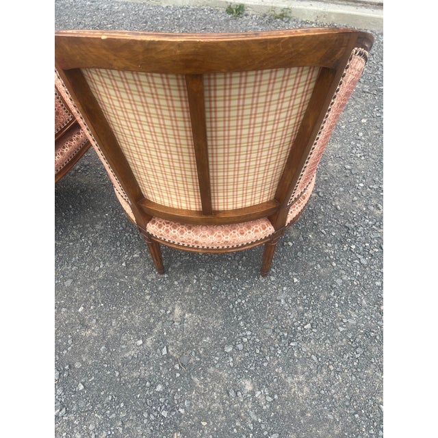 Textile Pair Vintage Michael Taylor Designs French Louis XVI Style Barrel Back Armchairs For Sale - Image 7 of 14