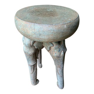 Late 20th Century Vintage Small Elephant Occasional Side Table For Sale