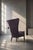 Vintage Scandinavian Modern Oak and Purple Fabric High Back Wing Chair, 1950s For Sale - Image 10 of 18