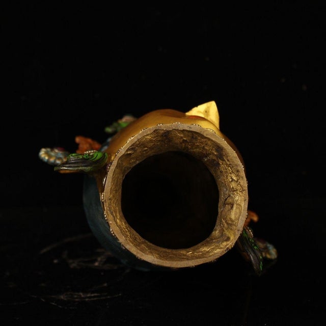 Late 20th Century Nepalese Gilt Bronze & Polychrome Tara Head, Handcrafted Buddhist Deity Sculpture For Sale - Image 9 of 9