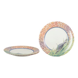 Savane Dinner Plates in Faience from Gien, France, 1980s., Set of 3 For Sale