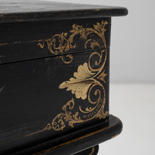 Brown 1880s French Napoleon III Style Ebonized Side Table With Floral Inlay For Sale - Image 8 of 18