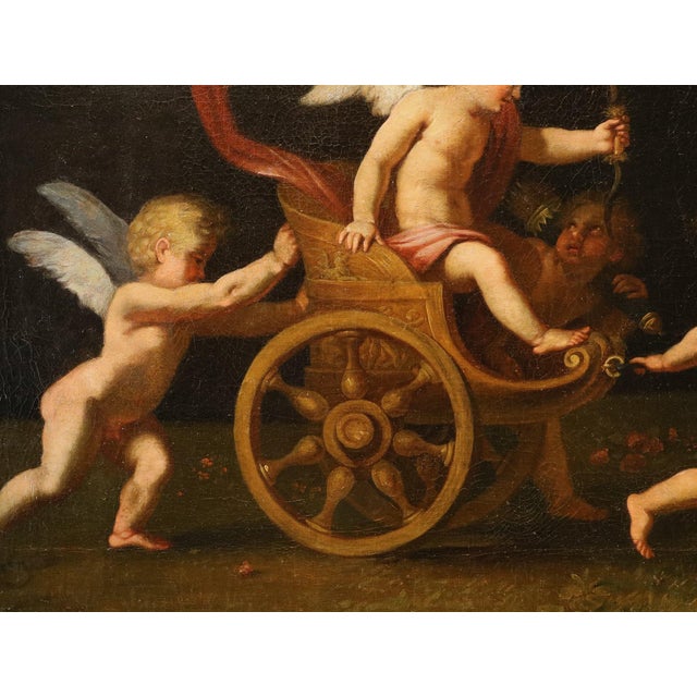 Francesco Albani, Cupids at Play Entertaining with Venus's Chariot, 17th Century, Oil Painting on Canvas, Framed For Sale - Image 10 of 15