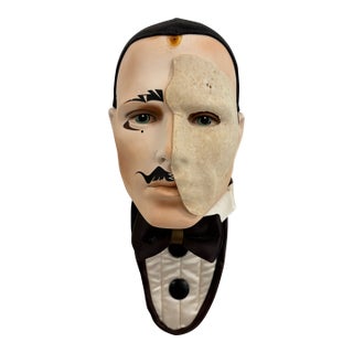Large Phantom of the Opera Style Plaster Wall Mask Sculpture For Sale