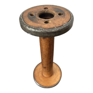 Antique 19th Century Wooden Textile Spool With Metal Rims – Large Industrial Bobbin | Farmhouse & Mill Decor Accent