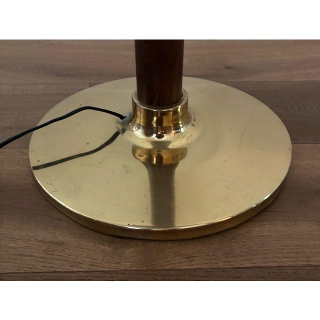 Brown Oak Floor Lamp with Aluminium Shade from Norlett Elit, Sweden, 1970s For Sale - Image 8 of 11