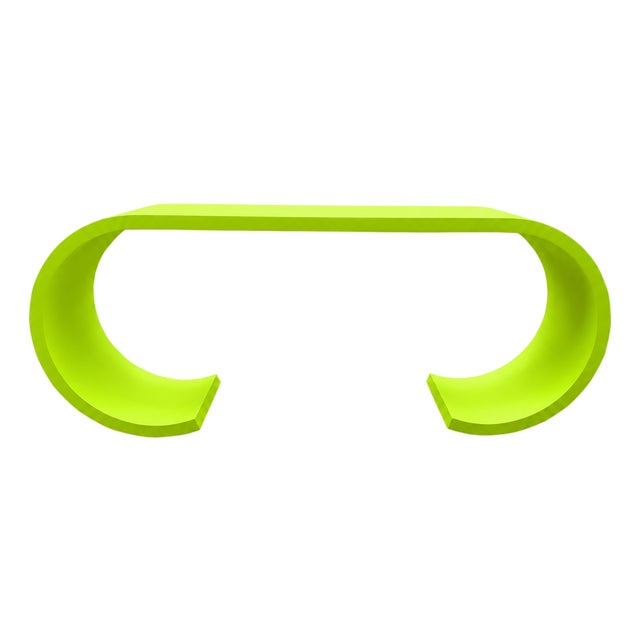 Mid Century Modern Waterfall Style Console Lime Green For Sale