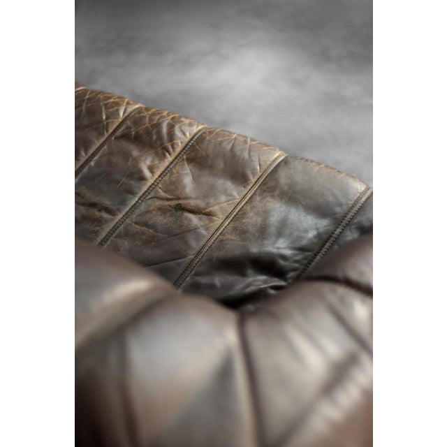 Vintage Mid-Century Modern Danish Brown Leather 3-Seater Sofa, 1970s For Sale - Image 14 of 18