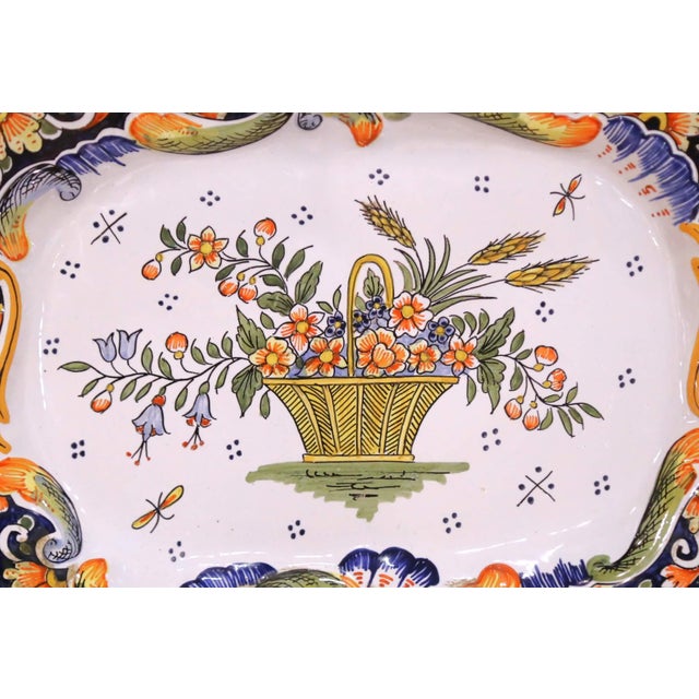 Late 19th Century 19th Century French Rouen Faience Decorative Vide-Poche Dish For Sale - Image 5 of 10