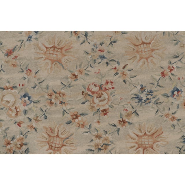 2010s Rug & Kilim’s Aubusson Style Rug in Beige-Cream With Floral Patterns For Sale - Image 5 of 7