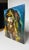 This Fauvist style oil painting on board depicts an ancient figure head in vibrant colors of teal, turquoise and deep...