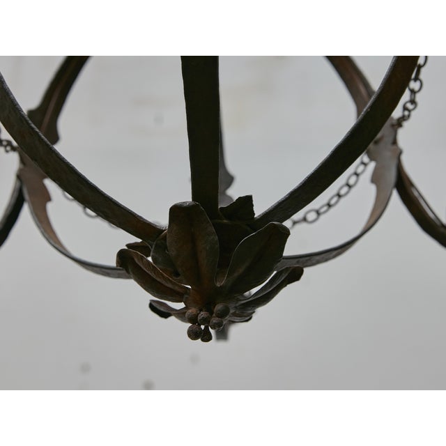 French Wrought Iron Globe Chandelier with Six Scrolling Arms, Circa 1900 For Sale - Image 11 of 11