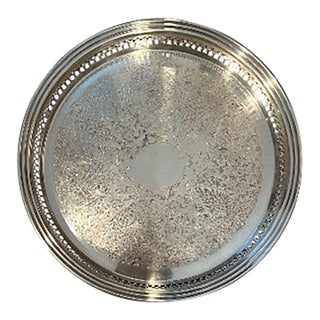 Vintage Pierced Gallery Tray, Silver Plate, Wallace For Sale