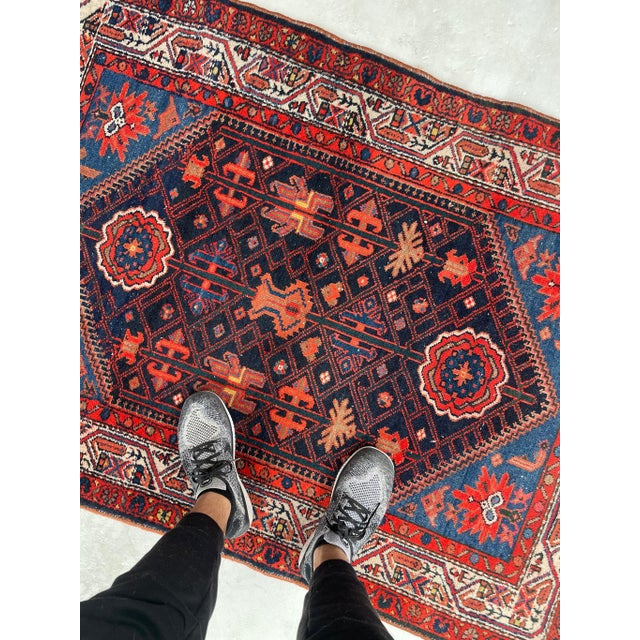 1940-50's Vintage Tribal Afshar Punch, Denim & Dark Mallard Green Rug 3 ...