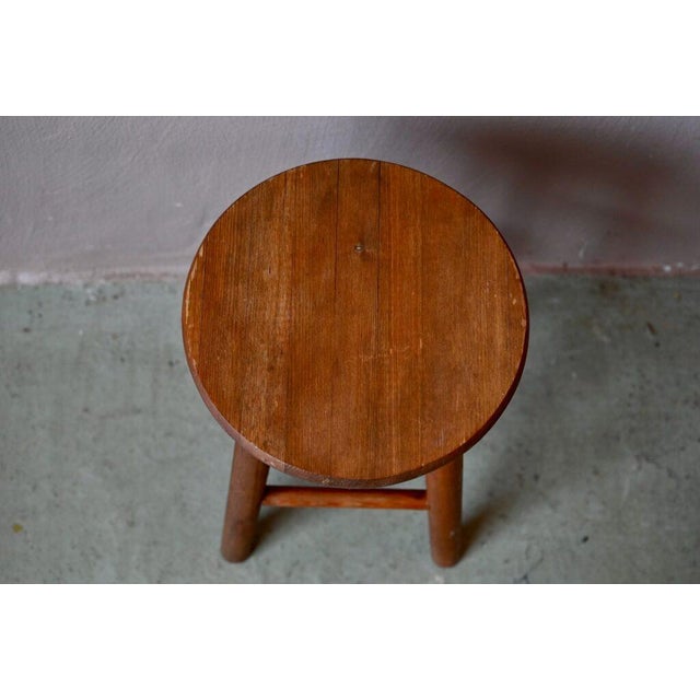 Wood Rustic Farmhouse Stool in Wood For Sale - Image 7 of 9