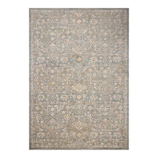Chris Loves Julia x Loloi Palma Blue / Natural 18" x 18" Sample Rug For Sale