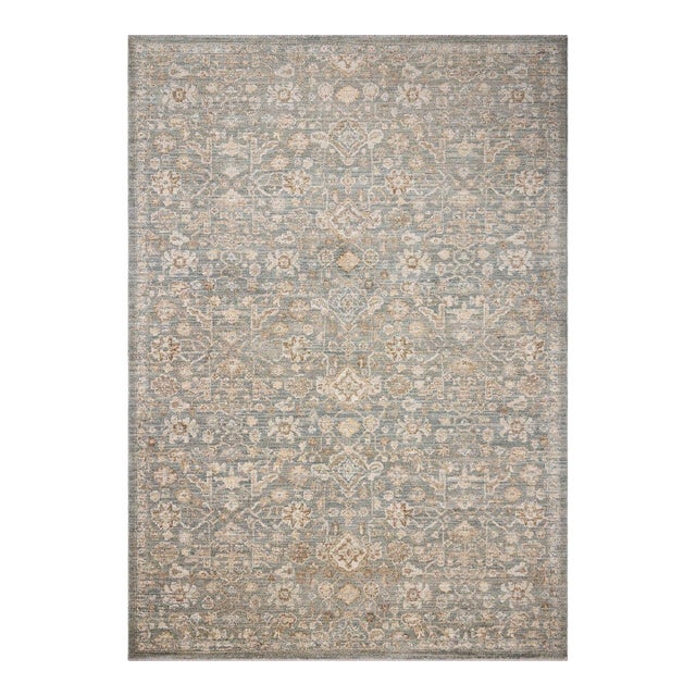 Chris Loves Julia x Loloi Palma Blue / Natural 18" x 18" Sample Rug For Sale