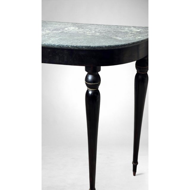 Italian Console Table 1950s in Ebonized Wood and Verde Alpi Marble For Sale - Image 10 of 18