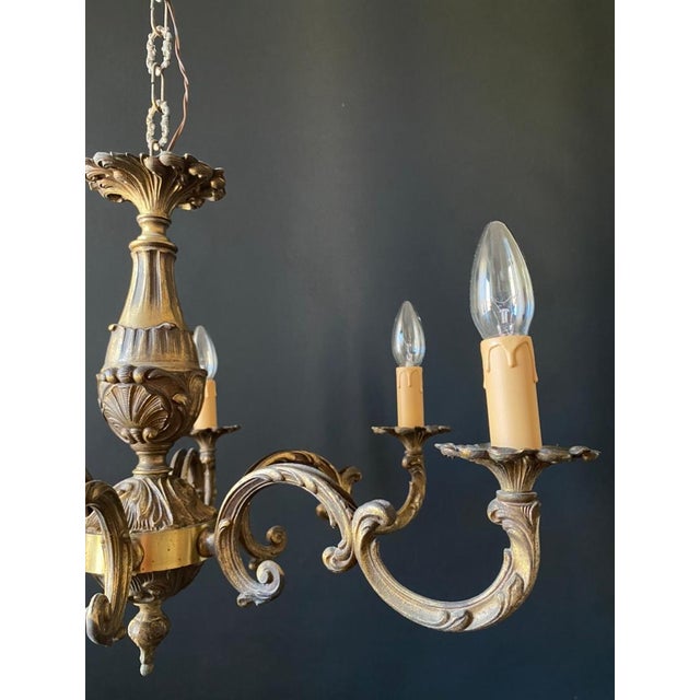 Metal Vintage Brass Chandelier, 1960s For Sale - Image 7 of 14