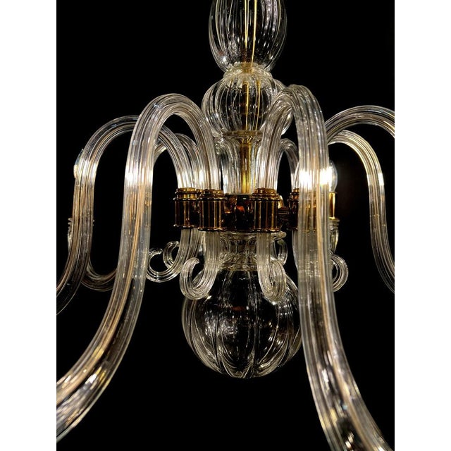 1970s Italian Murano Glass Chandelier with Gold Inserts attributed to Barovier & Toso, 1970s For Sale - Image 5 of 18