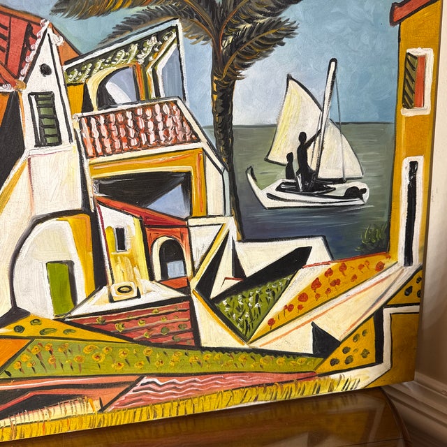 Vintage Pablo Picasso Mediterranean Landscape Canvas Litho Painting For Sale In Atlanta - Image 6 of 7