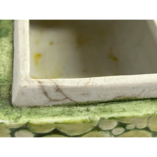 Vintage Majolica Style Porcelain Trinket Box "Asparagus Wrapped With Rope" For Sale - Image 12 of 12