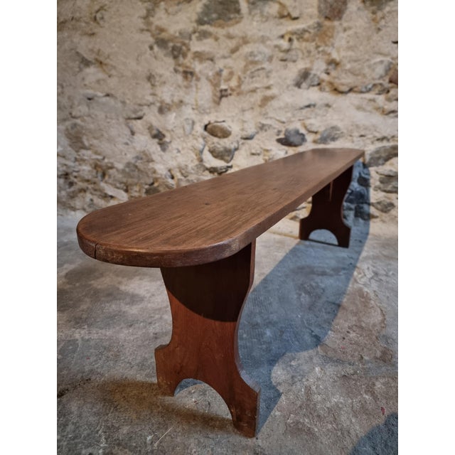 Brown French Cherry Wood Bench, 1930s For Sale - Image 8 of 14