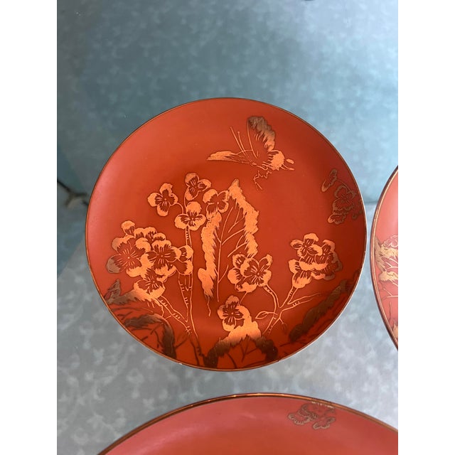 Mid-Century Modern 1960s Dorothy Thorpe California Persimmon Orange and Gold Dinnerware Set- 25 Pieces For Sale - Image 3 of 9