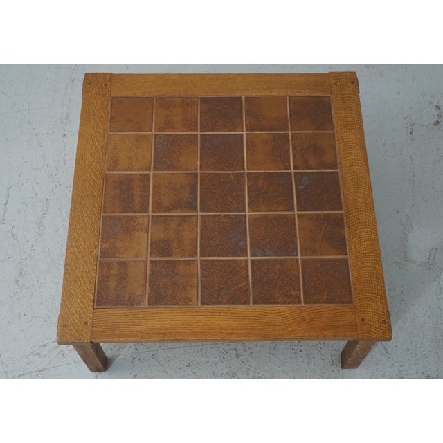 Mission Stickley Mission Oak Tile Top Coffee Cocktail Table For Sale - Image 3 of 14