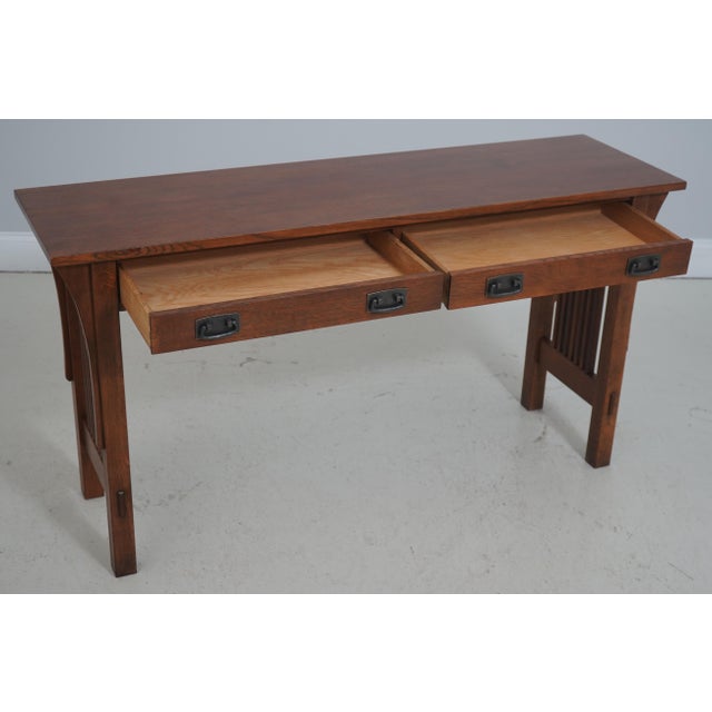 Mission Stickley Mission Oak 2 Drawer Console Sofa Table For Sale - Image 3 of 18