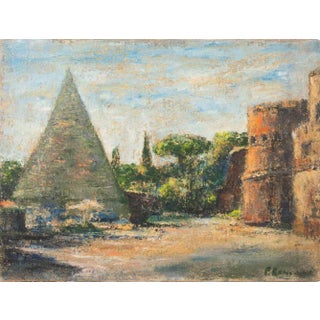 Pino Romanò, View of Piazzale Ostiense, Rome, Oil Painting, 1990s For Sale